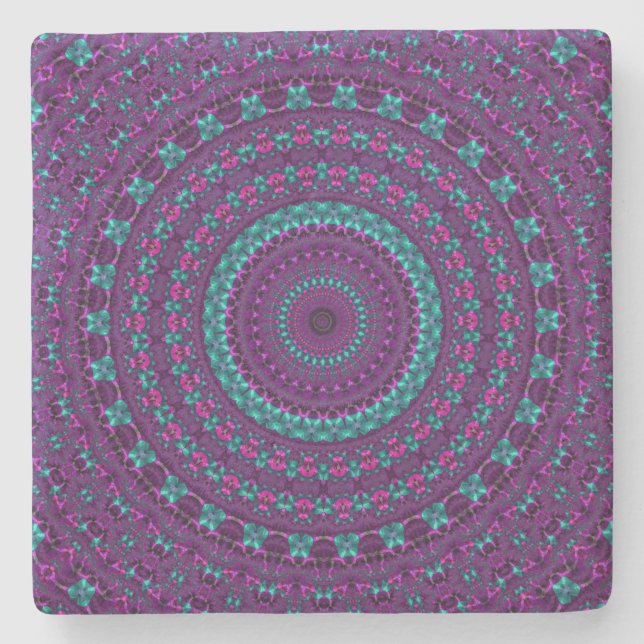 Dessous-de-verre En Pierre Art numérique de Mandala à bijou brillant coloré (Devant)