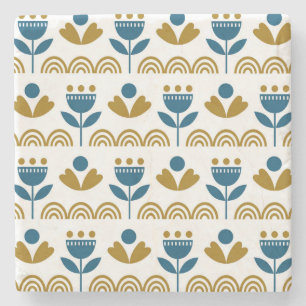 Dessous-de-verre En Pierre Art populaire scandinave, motif coloré.