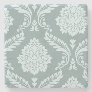 Dessous-de-verre En Pierre Art Rococo Damassé I Bleu Canard + Sarcelle