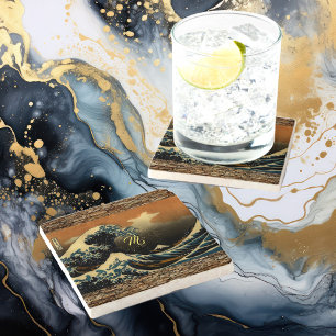 Dessous-de-verre En Pierre Art vintage La Grande Vague Artiste Japonais Océan
