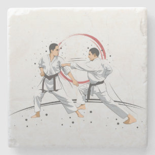 Dessous-de-verre En Pierre Arts martiaux Karate Combat Combattez ou Sparring