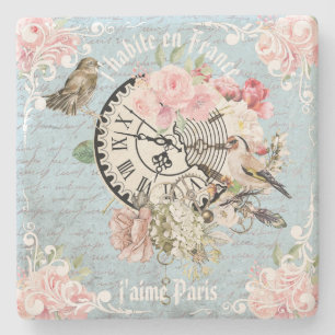 Dessous-de-verre En Pierre Artsy style français vintage Ephemera botanique bl