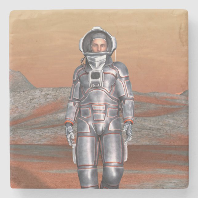 Dessous-de-verre En Pierre Astronaute Mars - Explorateur de l'espace sur une  (Devant)