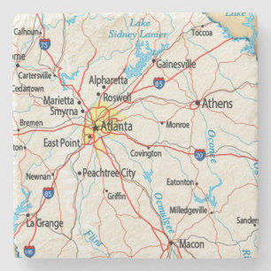 Dessous-de-verre En Pierre Atlanta, la Géorgie, carte, dessous de verre