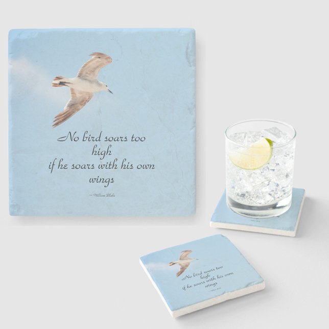 Dessous-de-verre En Pierre Aucun oiseau ne s'enfonce trop haut mouette en ble (Créateur téléchargé)