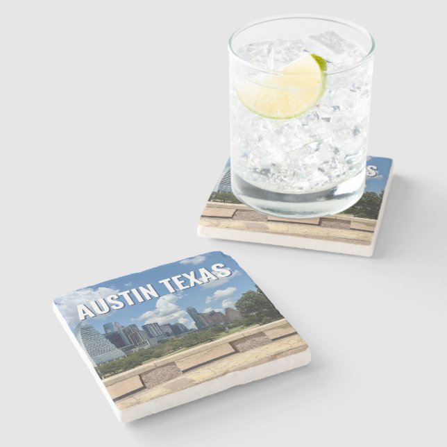 Dessous-de-verre En Pierre Austin Texas City Skyline Photographie (Côté)