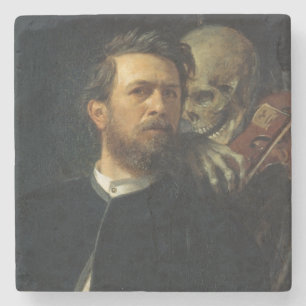 Dessous-de-verre En Pierre Autoportrait avec la mort comme un violon (par Böc