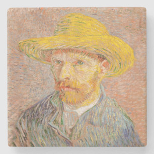 Dessous-de-verre En Pierre Autoportrait de Vincent Van Gogh avec chapeau de p