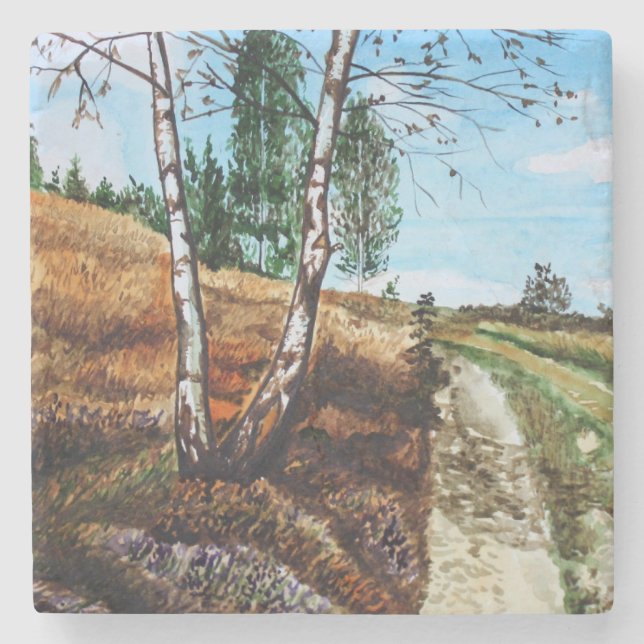 Dessous-de-verre En Pierre Autumn watercolor painting (Devant)