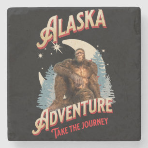 Dessous-de-verre En Pierre Aventure Bigfoot en Alaska Art Rétro de la Nature