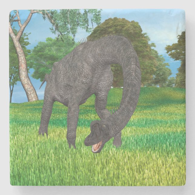 Dessous-de-verre En Pierre Aventure de dinosaure à long cou dans la jungle (Devant)