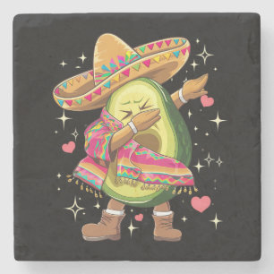 Dessous-de-verre En Pierre Avocat qui fait dabber le Cinco De Mayo Poncho Mex
