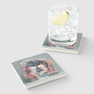 Dessous-de-verre En Pierre Axolotl love paper cut shadowbox diorama