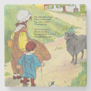 Dessous-de-verre En Pierre Baa, Baa, Mouton Noir, Mère Goose Nurserme Rhyme