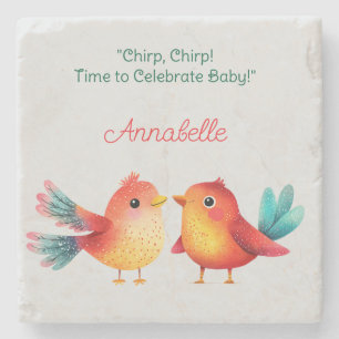 Dessous-de-verre En Pierre Baby shower À Thème Oiseau Mignonne Aquarelle
