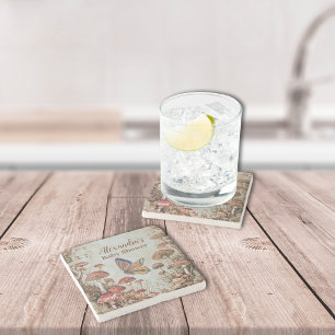 Dessous-de-verre En Pierre Baby shower naturel des champignons papillons