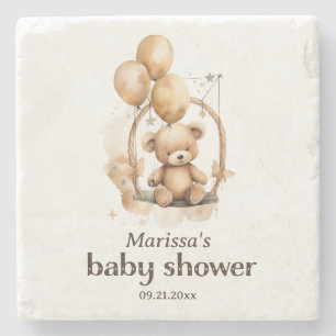 Dessous-de-verre En Pierre Baby shower neutre de l'ours en peluche