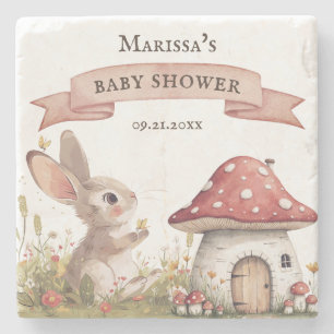 Dessous-de-verre En Pierre Baby shower rustique lapin