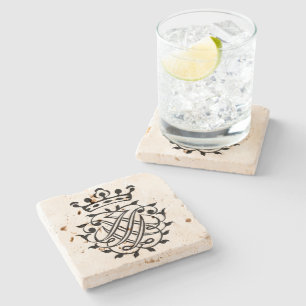 Dessous-de-verre En Pierre Bach Insigna, Sceau, Seal, Crest, Monogram