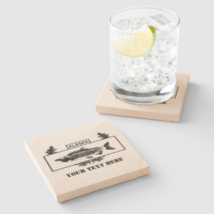 Dessous-de-verre En Pierre Badge de pêcheur de combat de l'Alaska