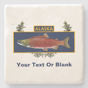 Dessous-de-verre En Pierre Badge du pêcheur de combat de l'Alaska