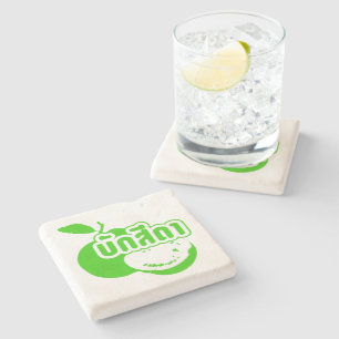 Dessous-de-verre En Pierre Bak Sida ↑ Farang écrit dans Thai Isaan Dialect dé