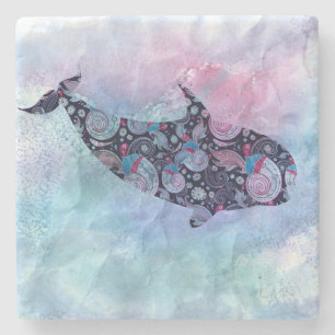 Dessous-de-verre En Pierre Baleine ornementale de silhouette
