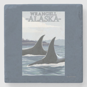 Dessous-de-verre En Pierre Baleines #1 - Wrangell, Alaska d'orque
