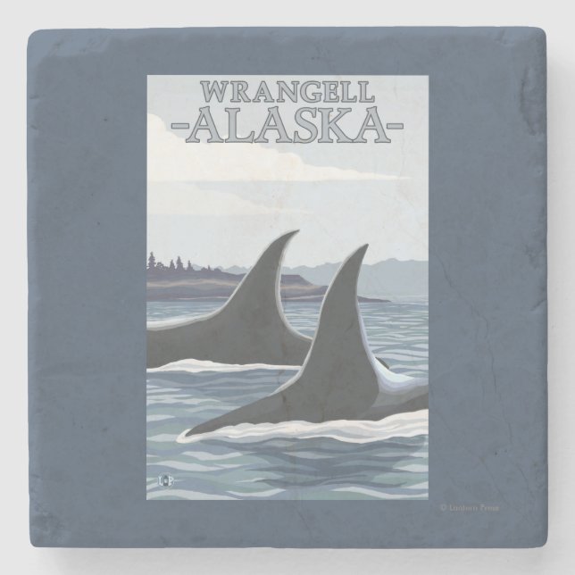 Dessous-de-verre En Pierre Baleines #1 - Wrangell, Alaska d'orque (Devant)