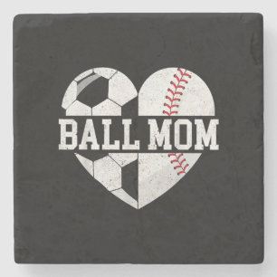 Dessous-de-verre En Pierre Ball Maman Chemise Coeur Funny Baseball Soccer Mam