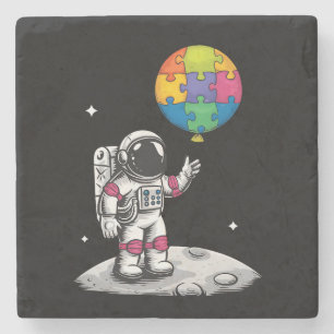 Dessous-de-verre En Pierre Ballon d'astronaute autiste Espace Sensibilisation