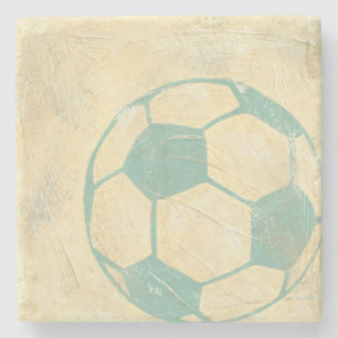 Dessous-de-verre En Pierre Ballon de football bleu en pastel par Chariklia