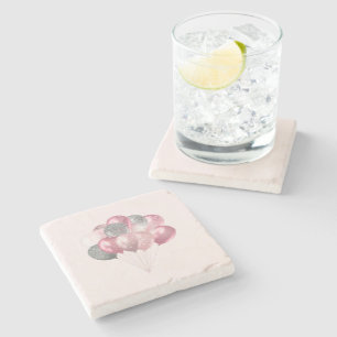 Dessous-de-verre En Pierre Ballons Pailletés Rose et Argent