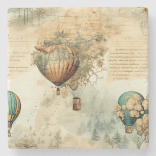Dessous-de-verre En Pierre Balloon vintage à air chaud dans un paysage serein