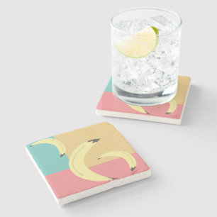 Dessous-de-verre En Pierre Bananes Rétro Formes Colorées