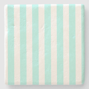 Dessous-de-verre En Pierre Bandes de bonbons turquoise et blanche