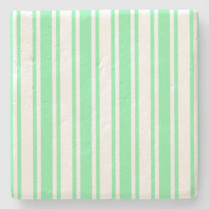 Dessous-de-verre En Pierre Bandes de bonbons vert et blanc pastel