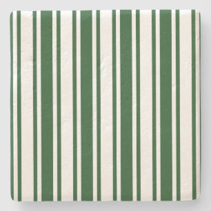 Dessous-de-verre En Pierre Bandes de bonbons vert foncé et blanc