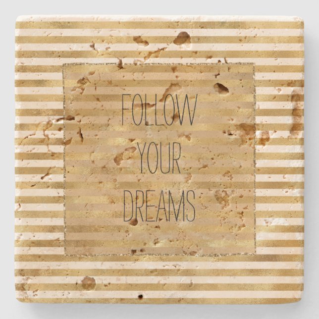 Dessous-de-verre En Pierre Bandes de crème dorée (Devant)