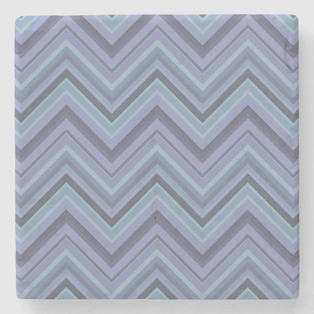 Dessous-de-verre En Pierre Bandes de zigzag gris bleu (Devant)