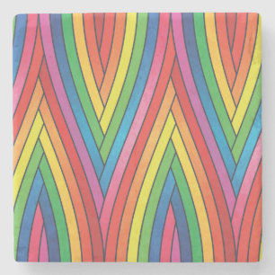 Dessous-de-verre En Pierre Bandes Zig-Zag courbes colorées vers le haut et ve