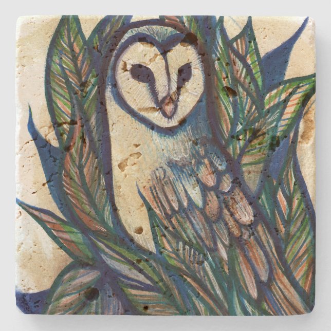 Dessous-de-verre En Pierre Barn Owl Art (Devant)