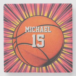 Dessous-de-verre En Pierre Basket-ball Votre nom Pop Art