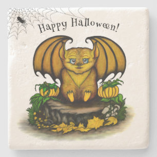 Dessous-de-verre En Pierre Bat d'Halloween mignonne