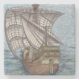 Dessous-de-verre En Pierre Bateau de Columbus'Time