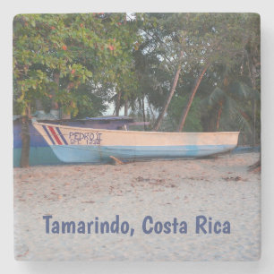 Dessous-de-verre En Pierre Bateau de pêche sur la plage de Tamarindo, Costa R