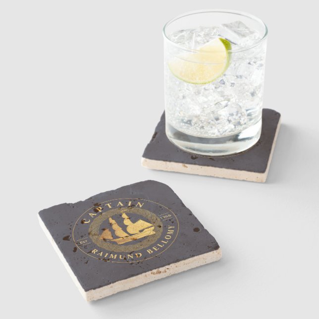 Dessous-de-verre En Pierre Bateau Gold (Côté)