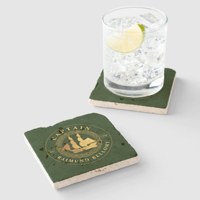Dessous-de-verre En Pierre Bateau Gold (Côté)