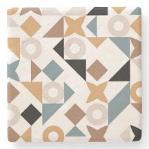 Bauhaus Geometric Limestone Coasters