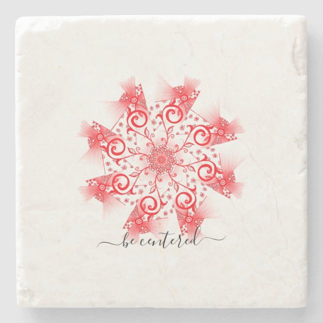 Dessous-de-verre En Pierre Be centered red mandala fractal (Devant)